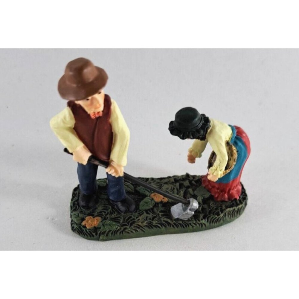 Lang & Wise Folk Art Village Meadowbrook Farm Man & Women Planting W Box